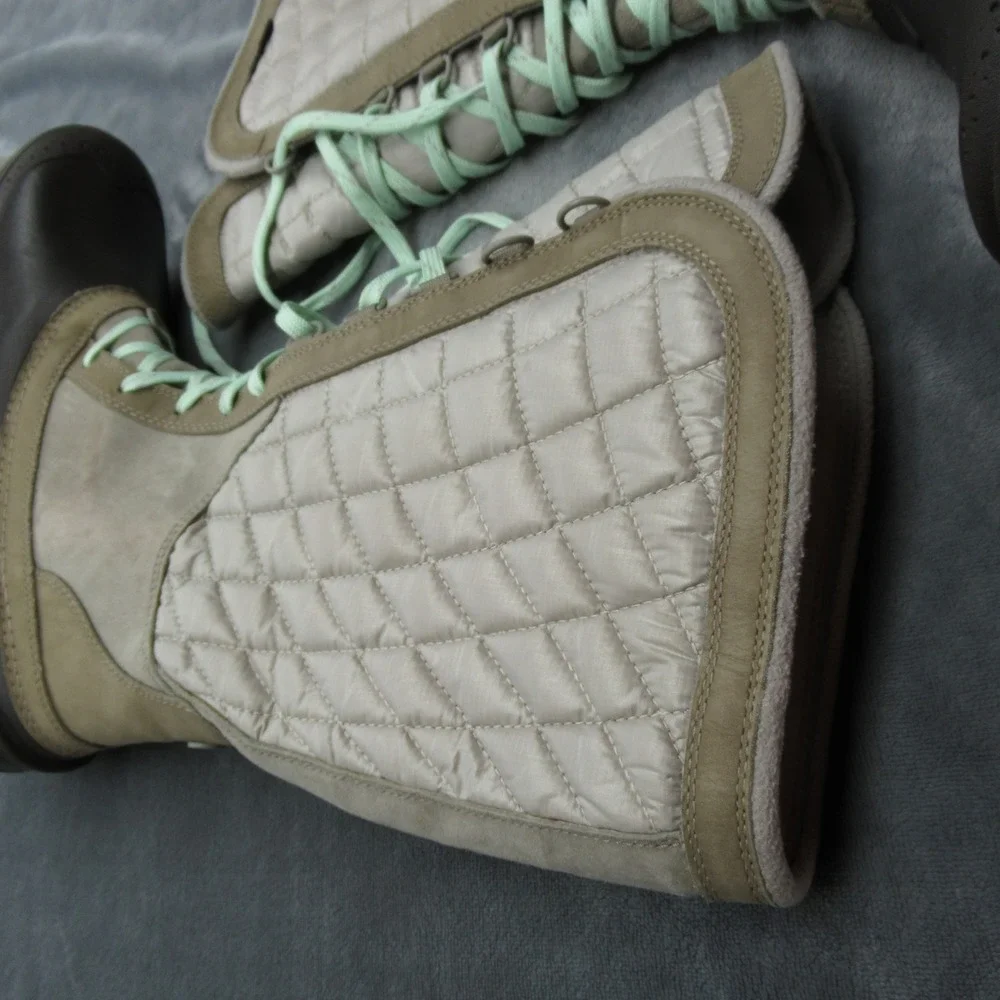 North Face Snow Boots Women 9 Brown Thermoball Utility Lace‎ Up Quilted Winter